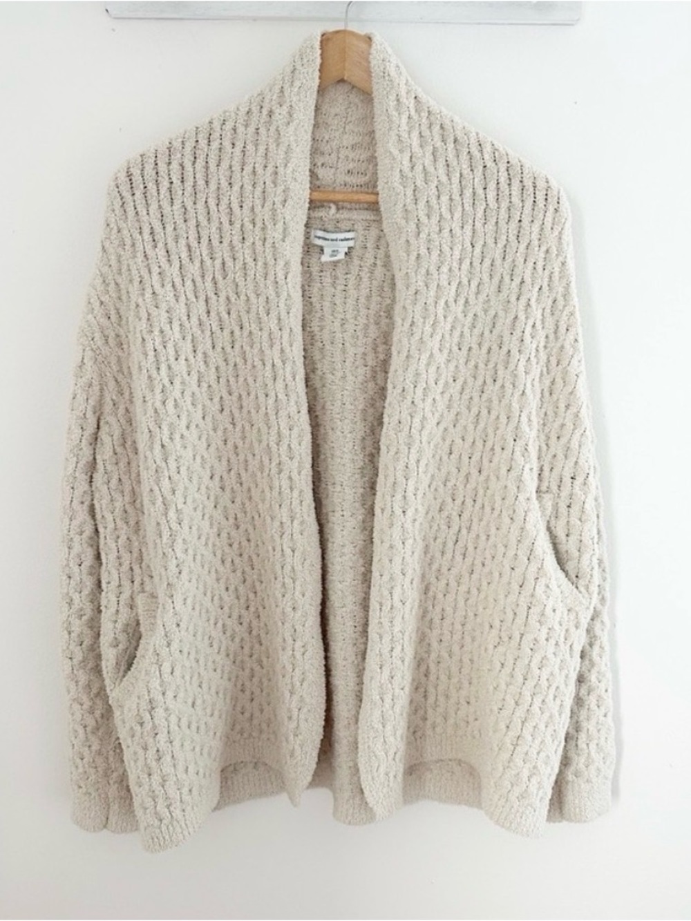 Cupcakes and Cashmere Cardigan Cozy Cream Knit Sweater Beige Tan Neutrals small